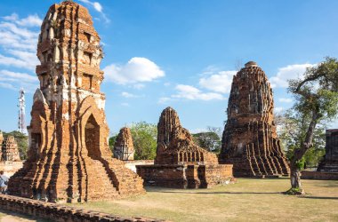 Ayutthaya, Tayland eski şehir kalıntıları görünümünü