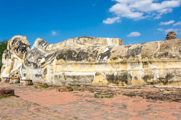 Estátua Gigante Buda Reclinado Cidade Ayutthaya Tailândia — Fotografia de Stock