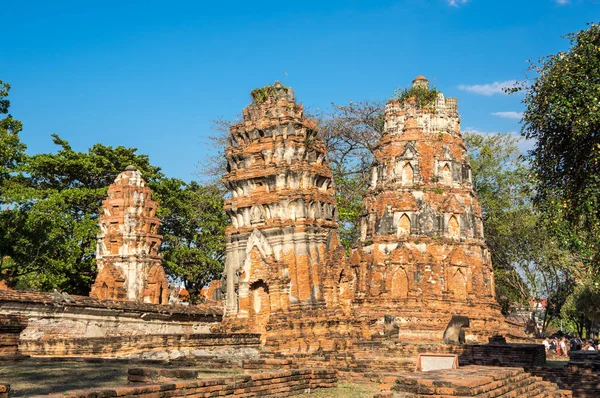 Ayutthaya Tayland Eski Şehir Kalıntıları Görünümünü — Stok fotoğraf
