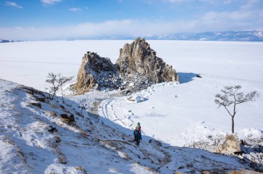 Baykal Gölü Olkhon adada Cape burhan (şaman Rock)