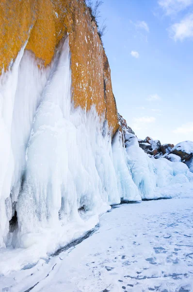 Vista Lago Baikal Inverno Maior Mais Profundo Lago Água Doce — Fotografia de Stock