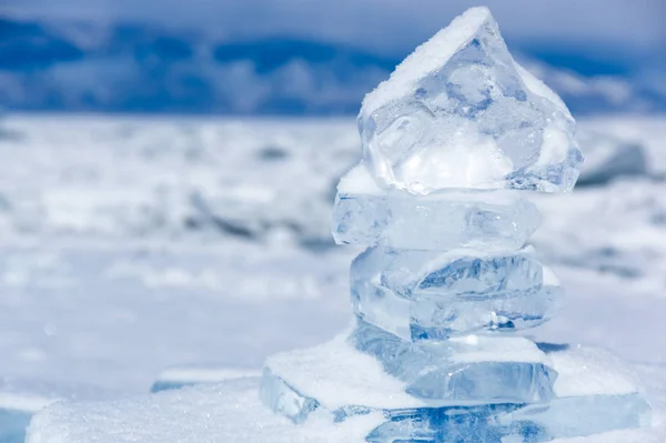 Gelo Lago Baikal Maior Mais Profundo Lago Água Doce Volume — Fotografia de Stock