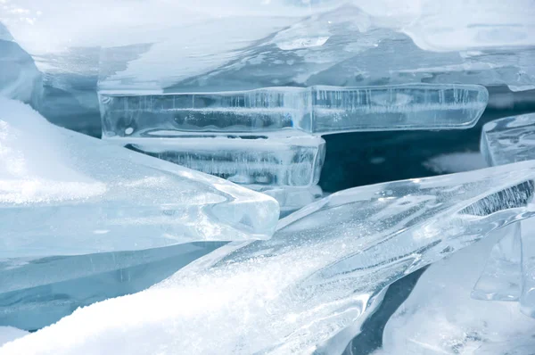 Glace Lac Baïkal Profond Grand Lac Eau Douce Par Volume — Photo