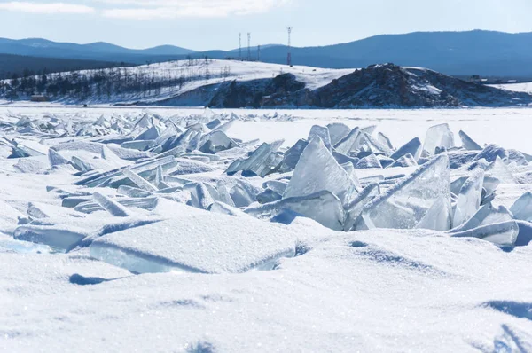 Gelo Lago Baikal Maior Mais Profundo Lago Água Doce Volume — Fotografia de Stock