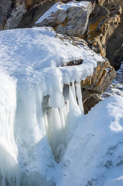 Glace Lac Baïkal Profond Grand Lac Eau Douce Par Volume — Photo