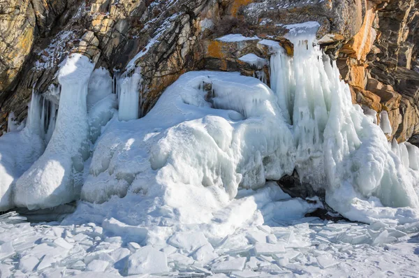 Över Istappar Sjön Baikal Olkhon Sibirien Ryssland — Stockfoto