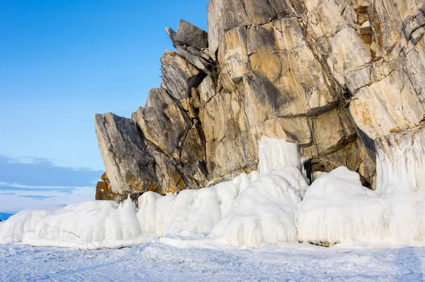 Vista Lago Baikal Inverno Maior Mais Profundo Lago Água Doce — Fotografia de Stock