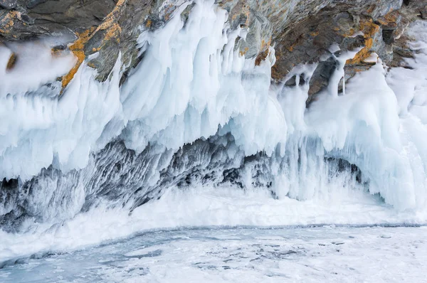 Blick Auf Den Baikalsee Winter Den Tiefsten Und Größten Süßwassersee — Stockfoto