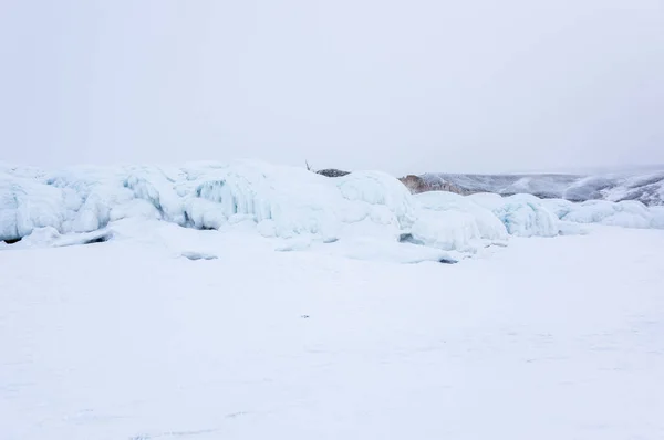 View of Lake Baikal in winter, the deepest and largest freshwater lake by volume in the world, located in southern Siberia, Russia