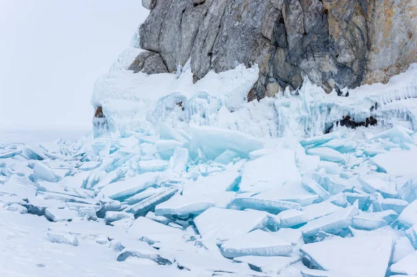 Pohled Jezero Bajkal Zimě Největší Nejhlubší Sladkovodní Jezero Podle Objemu — Stock fotografie
