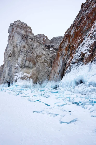 Vista Del Lago Baikal Inverno Lago Acqua Dolce Più Profondo — Foto Stock