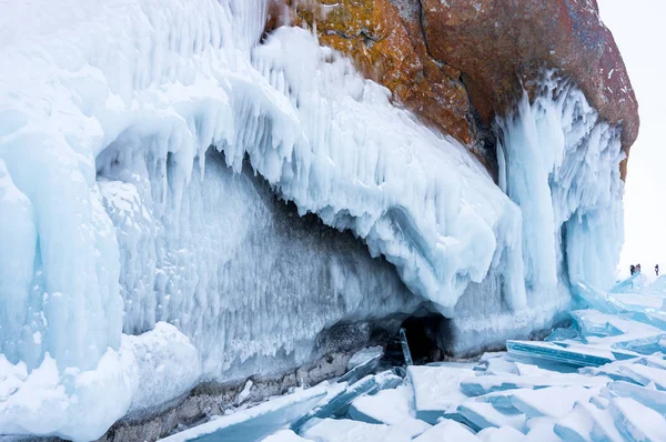 Blick Auf Den Baikalsee Winter Den Tiefsten Und Größten Süßwassersee — Stockfoto