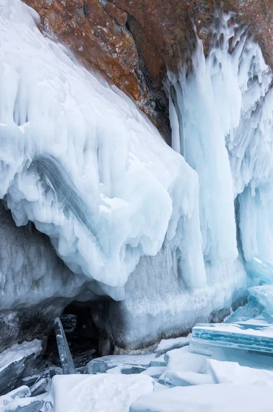 View of Lake Baikal in winter, the deepest and largest freshwater lake by volume in the world, located in southern Siberia, Russia