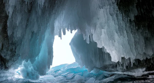 Caverna Gelo Ilha Olkhon Lago Baikal Sibéria Rússia — Fotografia de Stock