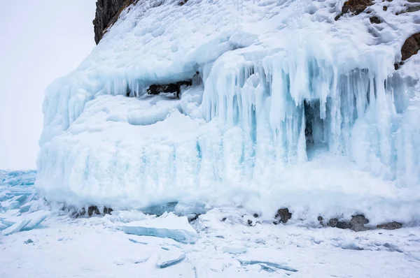 Vista Del Lago Baikal Inverno Lago Acqua Dolce Più Profondo — Foto Stock