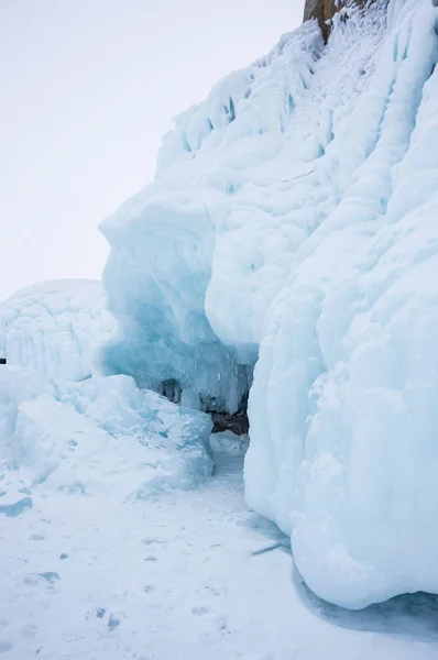 Vista Lago Baikal Inverno Maior Mais Profundo Lago Água Doce — Fotografia de Stock