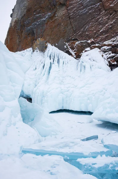 Vue Sur Lac Baïkal Hiver Profond Grand Lac Eau Douce — Photo