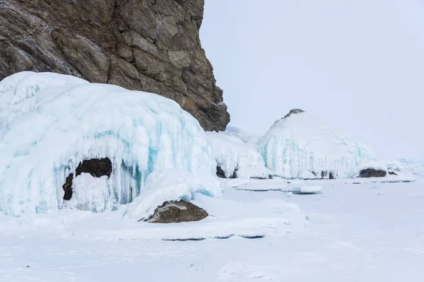 Kışın Deniz Baykal Derin Büyük Tatlı Gölü Yanında Güney Sibirya — Stok fotoğraf