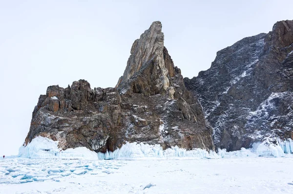 Weergave Van Het Baikalmeer Winter Het Diepste Grootste Zoetwatermeer Volumepercentage — Stockfoto