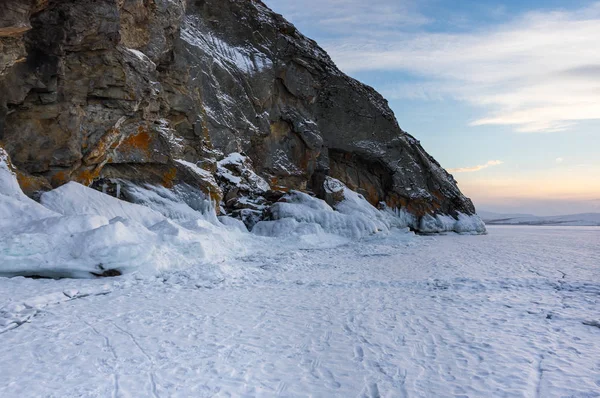 Vista Lago Baikal Inverno Maior Mais Profundo Lago Água Doce — Fotografia de Stock