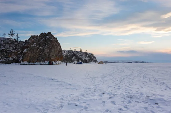Kışın Deniz Baykal Derin Büyük Tatlı Gölü Yanında Güney Sibirya — Stok fotoğraf