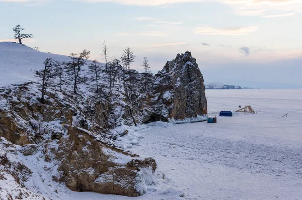 Vista Del Lago Baikal Invierno Lago Agua Dulce Más Profundo — Foto de Stock