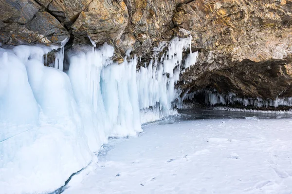 Caverna Gelo Ilha Olkhon Lago Baikal Sibéria Rússia — Fotografia de Stock