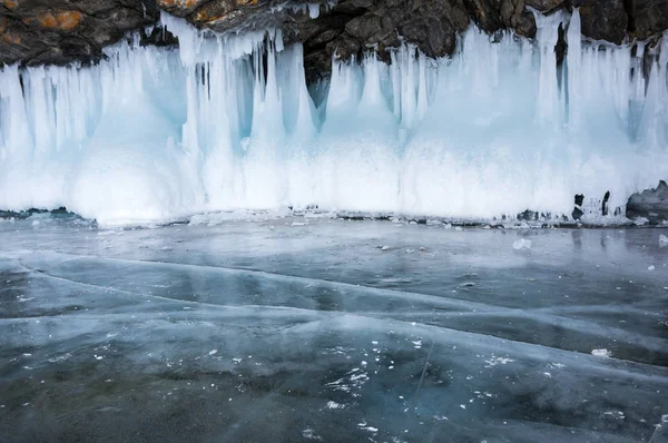 Vista Lago Baikal Inverno Maior Mais Profundo Lago Água Doce — Fotografia de Stock