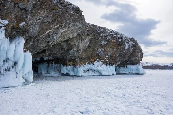 Vue Sur Lac Baïkal Hiver Profond Grand Lac Eau Douce — Photo