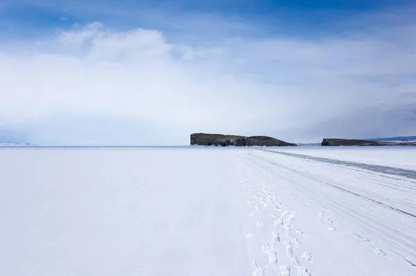 Вид Озеро Байкал Зимовий Період Найглибші Найбільше Прісноводне Озеро Ємом — стокове фото