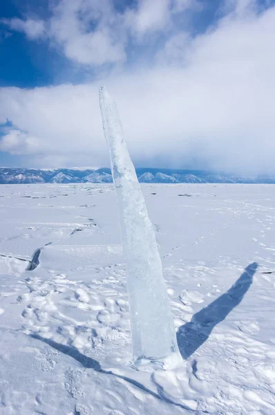 Θέα Λίμνη Βαϊκάλη Χειμώνα Βαθύτερη Και Μεγαλύτερη Λίμνη Γλυκού Νερού — Φωτογραφία Αρχείου