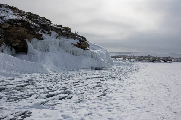 Vista Del Lago Baikal Invierno Lago Agua Dulce Más Profundo — Foto de Stock