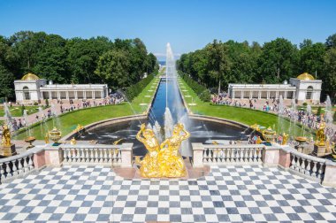 Grand Cascade, Saint-Petersburg, Rusya Federasyonu çeşmeler. Unesco Dünya Mirası Peterhof Parkı topluluğu ait