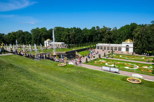 Brunnen Unteren Garten Von Peterhof Saint Petersburg Russland — Stockfoto