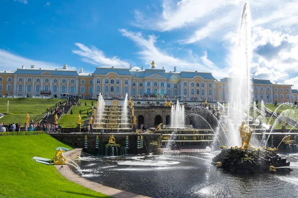 Saint Petersburg Rusia Julio 2016 Gran Peterhof Palacio Fuentes Gran — Foto de Stock