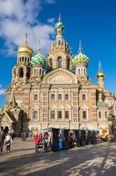 圣彼得堡 俄罗斯 2016年10月03日 洒血的救世主教会是圣彼得堡的主要景点之一 俄罗斯 — 图库照片