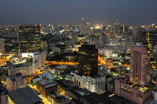Top View Skyscrapers Central District Bangkok Night Thailand — Stock Photo, Image