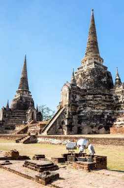 Ayutthaya, Tayland eski şehir kalıntıları görünümünü