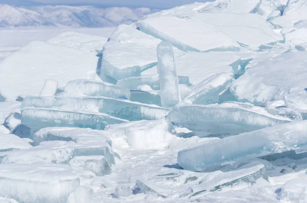 Πάγος Στη Λίμνη Βαϊκάλη Βαθύτερη Και Μεγαλύτερη Λίμνη Γλυκού Νερού — Φωτογραφία Αρχείου