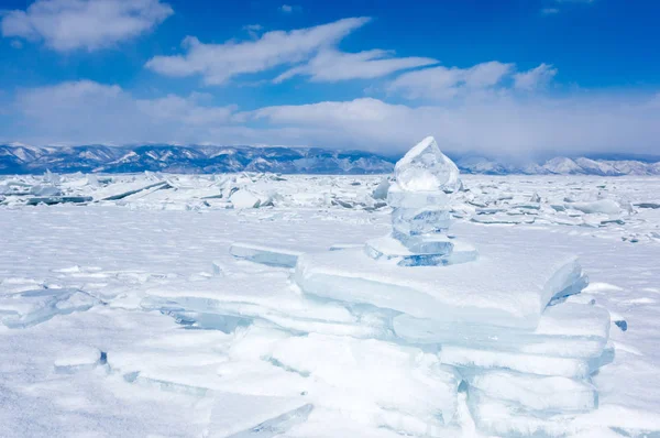 Gelo Lago Baikal Maior Mais Profundo Lago Água Doce Volume — Fotografia de Stock