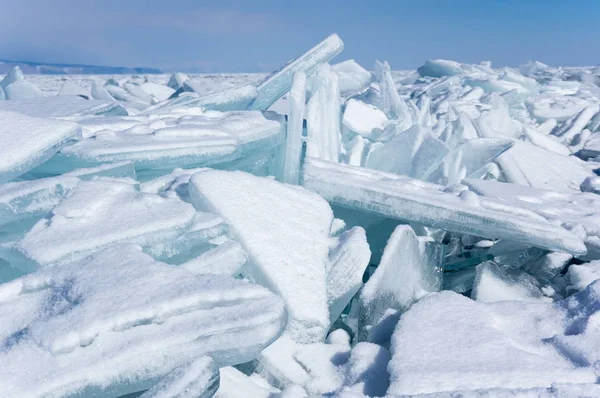 Glace Lac Baïkal Profond Grand Lac Eau Douce Par Volume — Photo