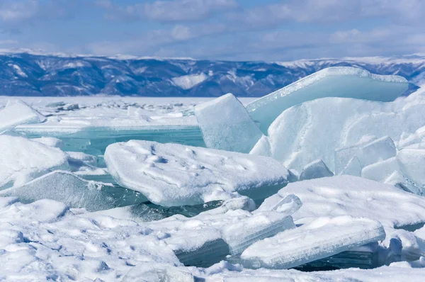 Vista Lago Baikal Inverno Maior Mais Profundo Lago Água Doce — Fotografia de Stock