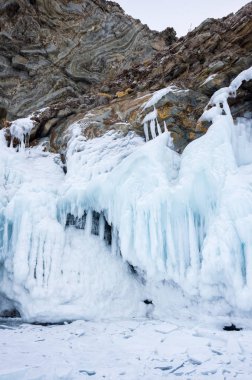 Kışın Deniz Baykal, en derin ve en büyük tatlı su Gölü yanında Güney Sibirya, Rusya'da bulunan güç dünyanın görünümü