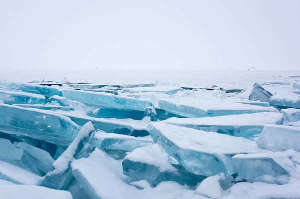 Vista Lago Baikal Inverno Maior Mais Profundo Lago Água Doce — Fotografia de Stock