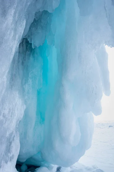 Vista Icicles Lago Baikal Ilha Olkhon Sibéria Rússia — Fotografia de Stock