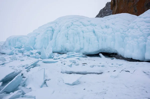 Vista Del Lago Baikal Inverno Lago Acqua Dolce Più Profondo — Foto Stock