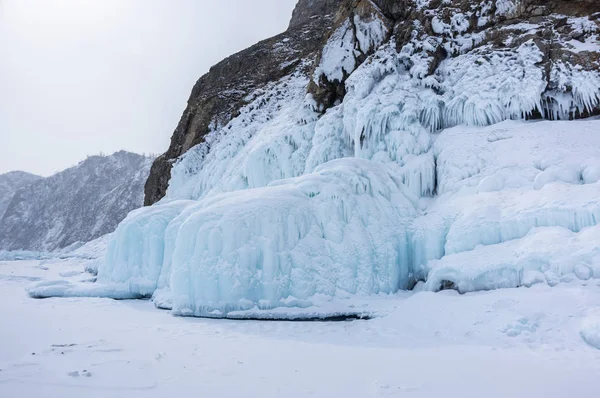 Vue Sur Lac Baïkal Hiver Profond Grand Lac Eau Douce — Photo