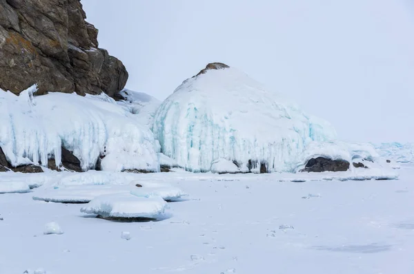 Vista Lago Baikal Inverno Maior Mais Profundo Lago Água Doce — Fotografia de Stock