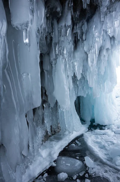 Caverna Gelo Ilha Olkhon Lago Baikal Sibéria Rússia — Fotografia de Stock