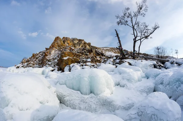 Vista Del Lago Baikal Invierno Lago Agua Dulce Más Profundo —  Fotos de Stock
